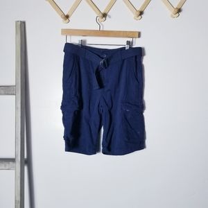 DKNY BOY'S BLUE CARGO SHORTS SIZE LARGE WITH ADJUSTABLE WASIT AND BELT